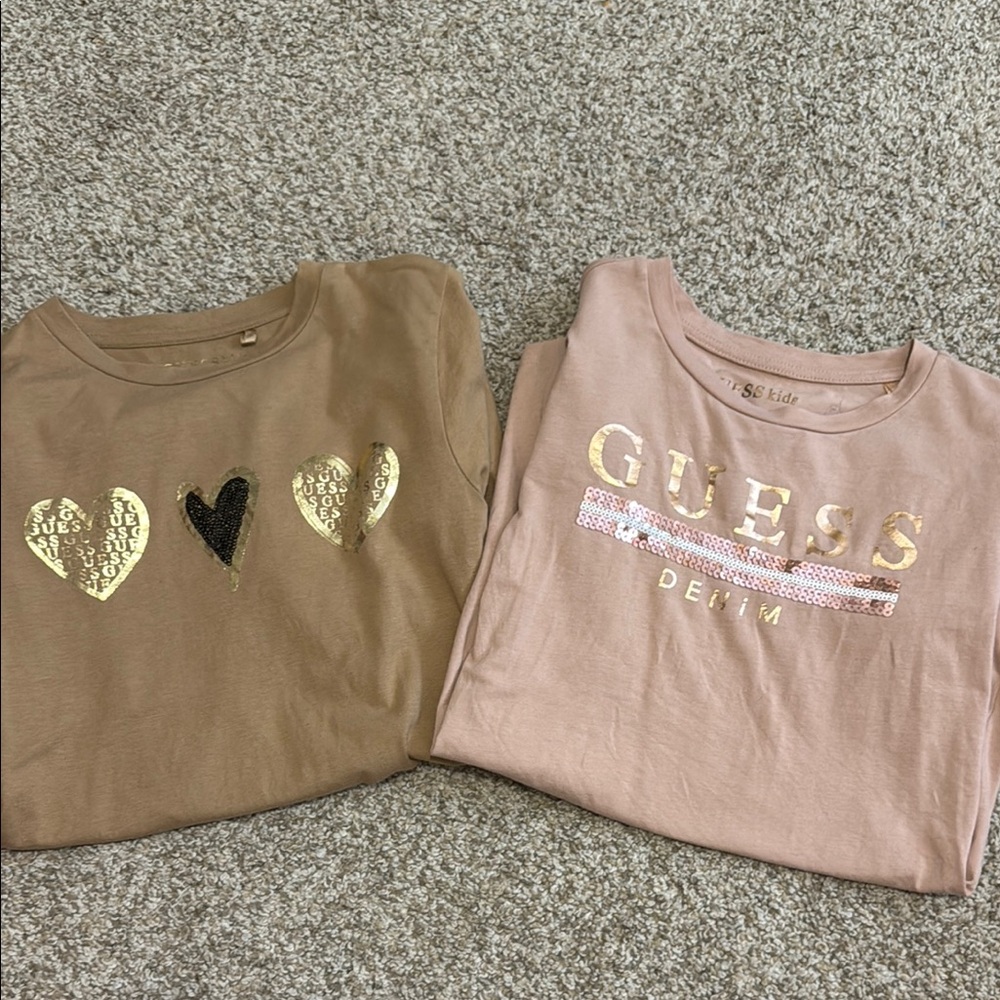 Guess Brown and Pink Short Sleeve Tees